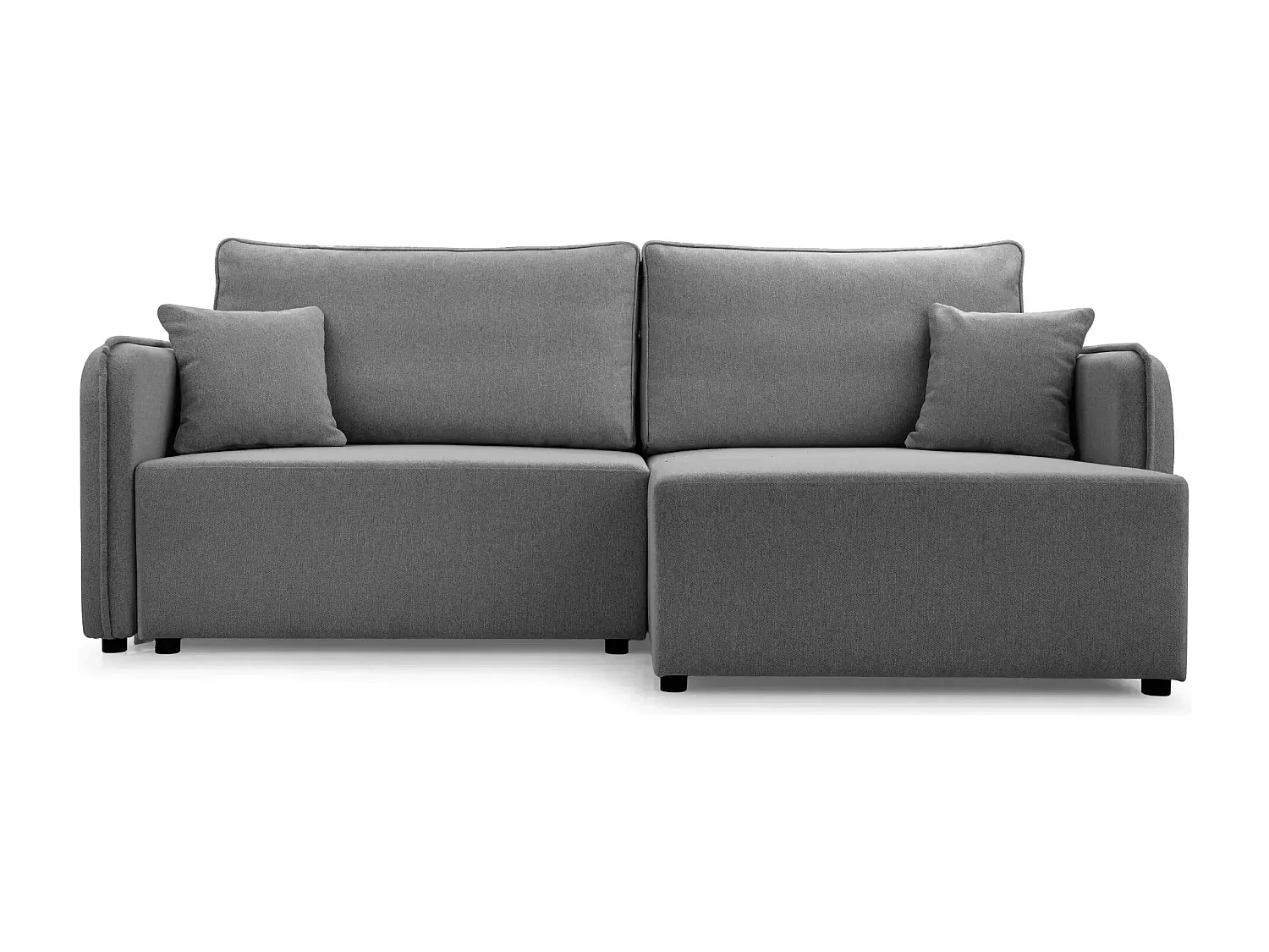 BONNIE - Canapé d'angle convertible tissu lisse 3 places - Gris foncé - Droit