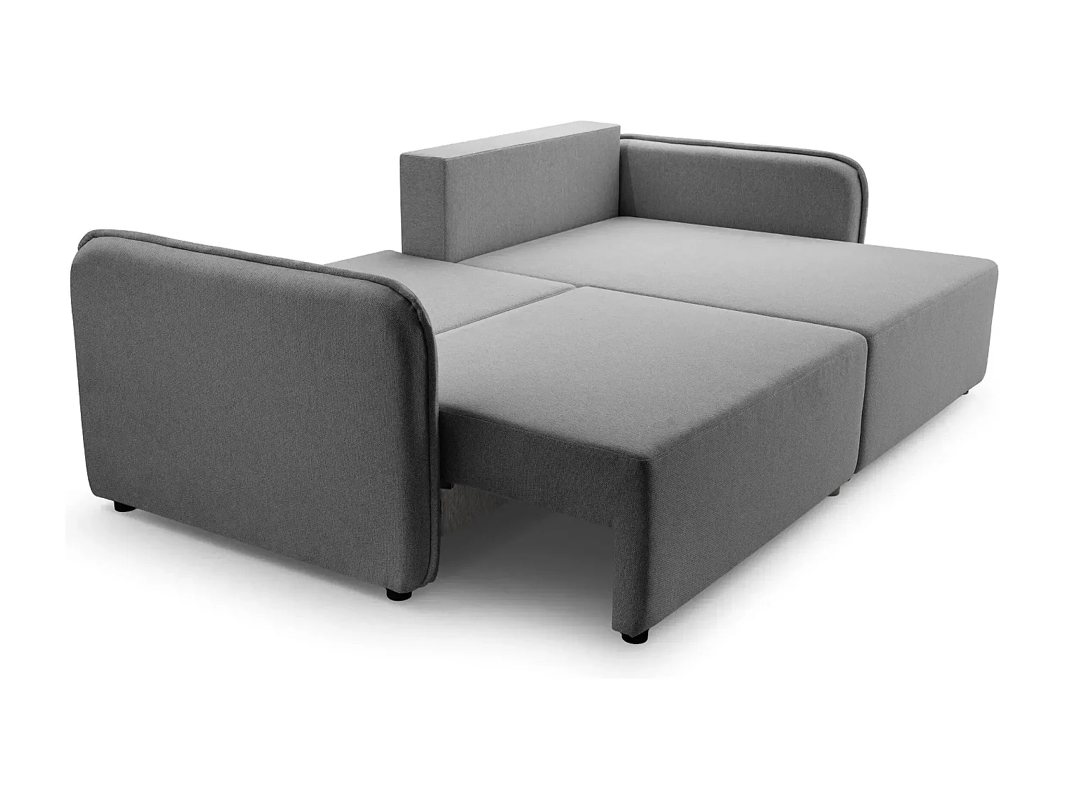 BONNIE - Canapé d'angle convertible tissu lisse 3 places - Gris foncé - Droit