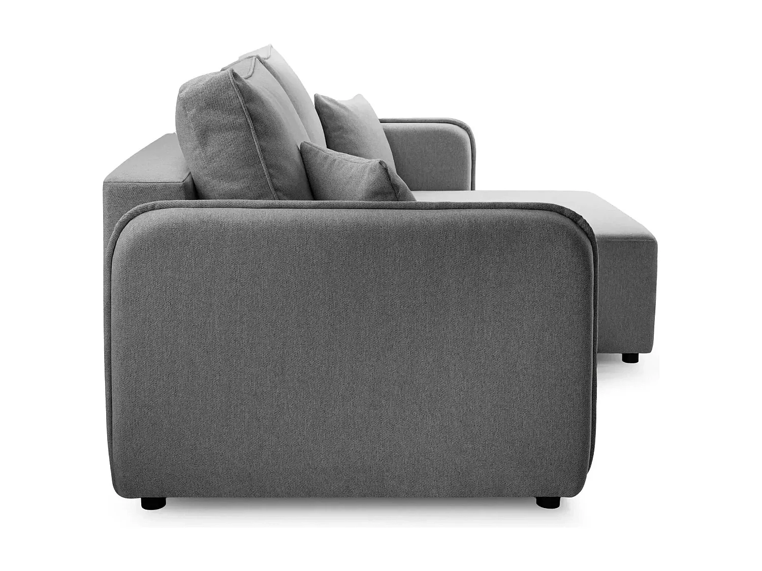 BONNIE - Canapé d'angle convertible tissu lisse 3 places - Gris foncé - Droit