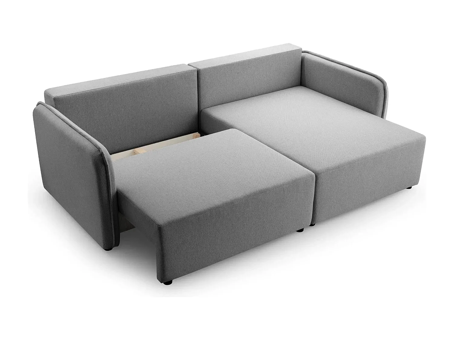 BONNIE - Canapé d'angle convertible tissu lisse 3 places - Gris foncé - Droit