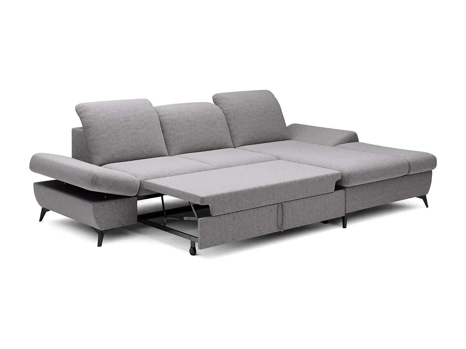 LIVIA - Canapé d'angle convertible tissu chiné 4 places - Gris clair - Gauche