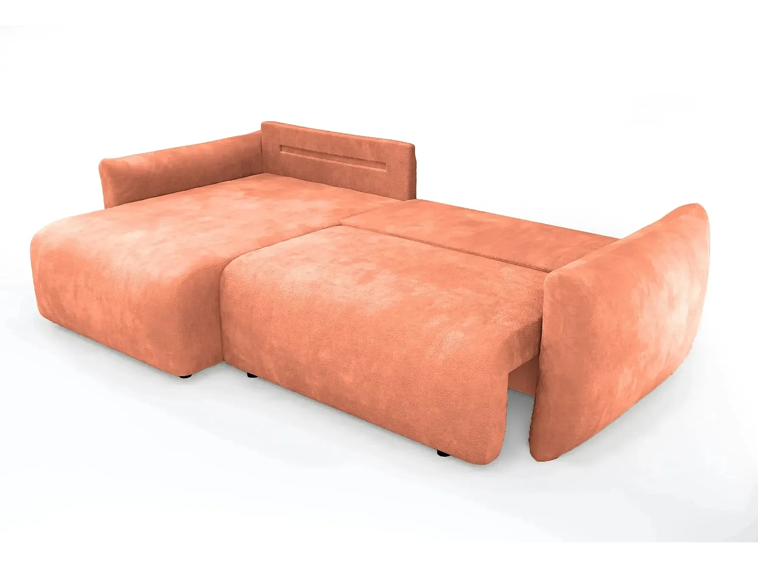 ELIO - Canapé d'angle convertible tissu bouclette 4 places - Terracotta