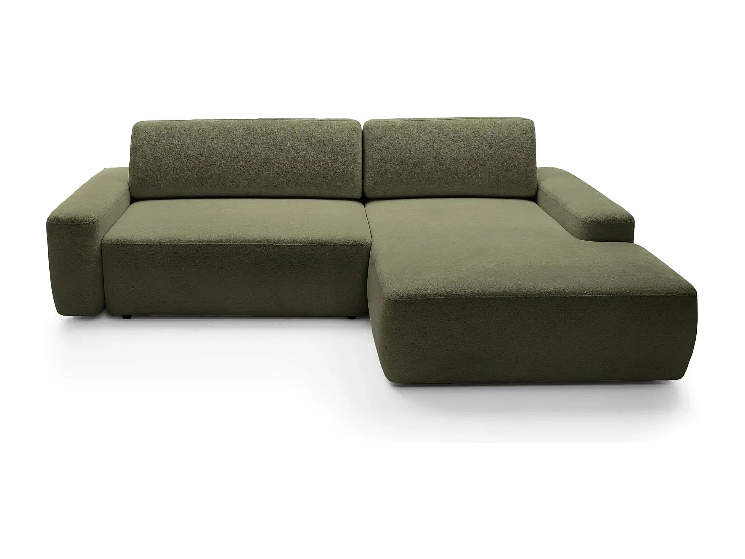 IVY - Canapé d'angle convertible tissu chiné 4 places - Vert olive - Droit