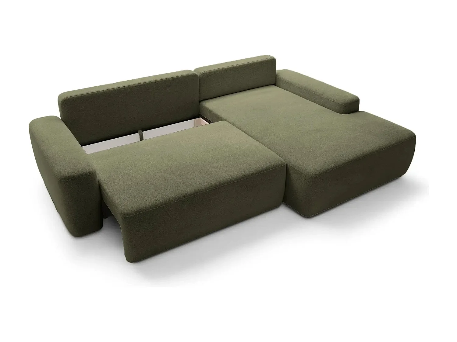 IVY - Canapé d'angle convertible tissu chiné 4 places - Vert olive - Droit
