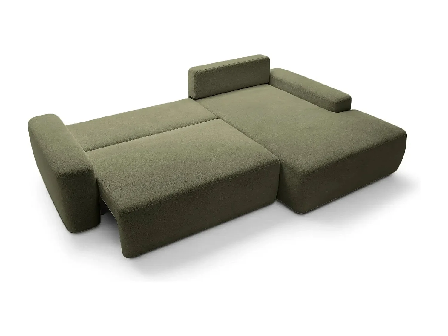 IVY - Canapé d'angle convertible tissu chiné 4 places - Vert olive - Droit