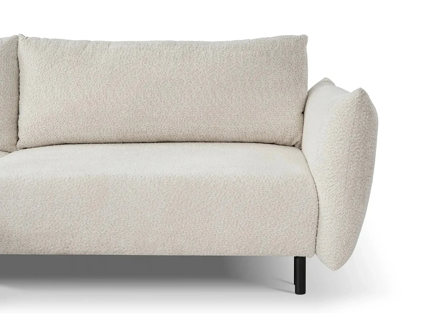 ALIX - Canapé d'angle convertible tissu bouclette 4 places - Beige