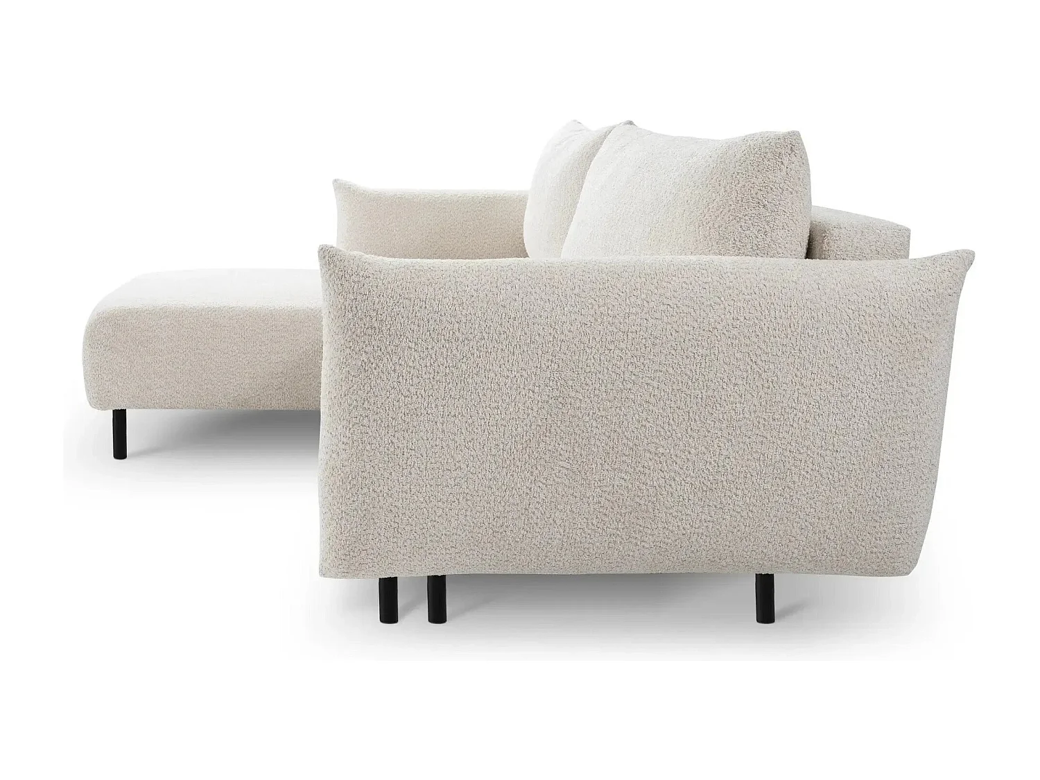 ALIX - Canapé d'angle convertible tissu bouclette 4 places - Beige