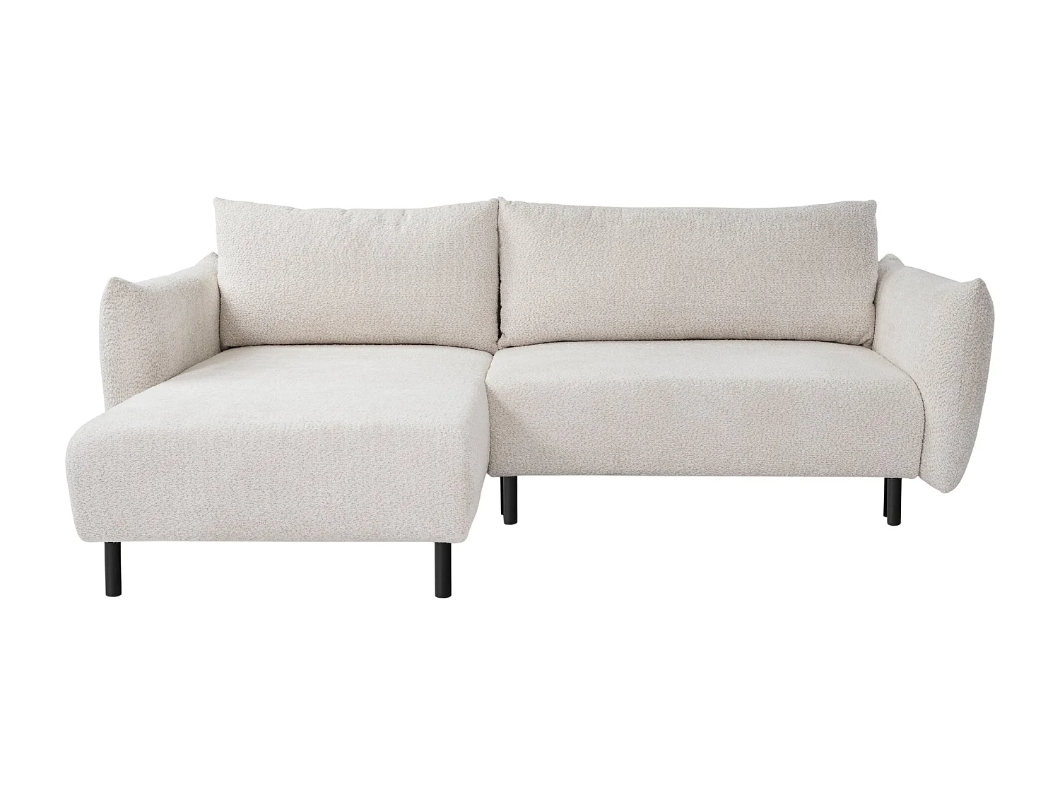 ALIX - Canapé d'angle convertible tissu bouclette 4 places - Beige