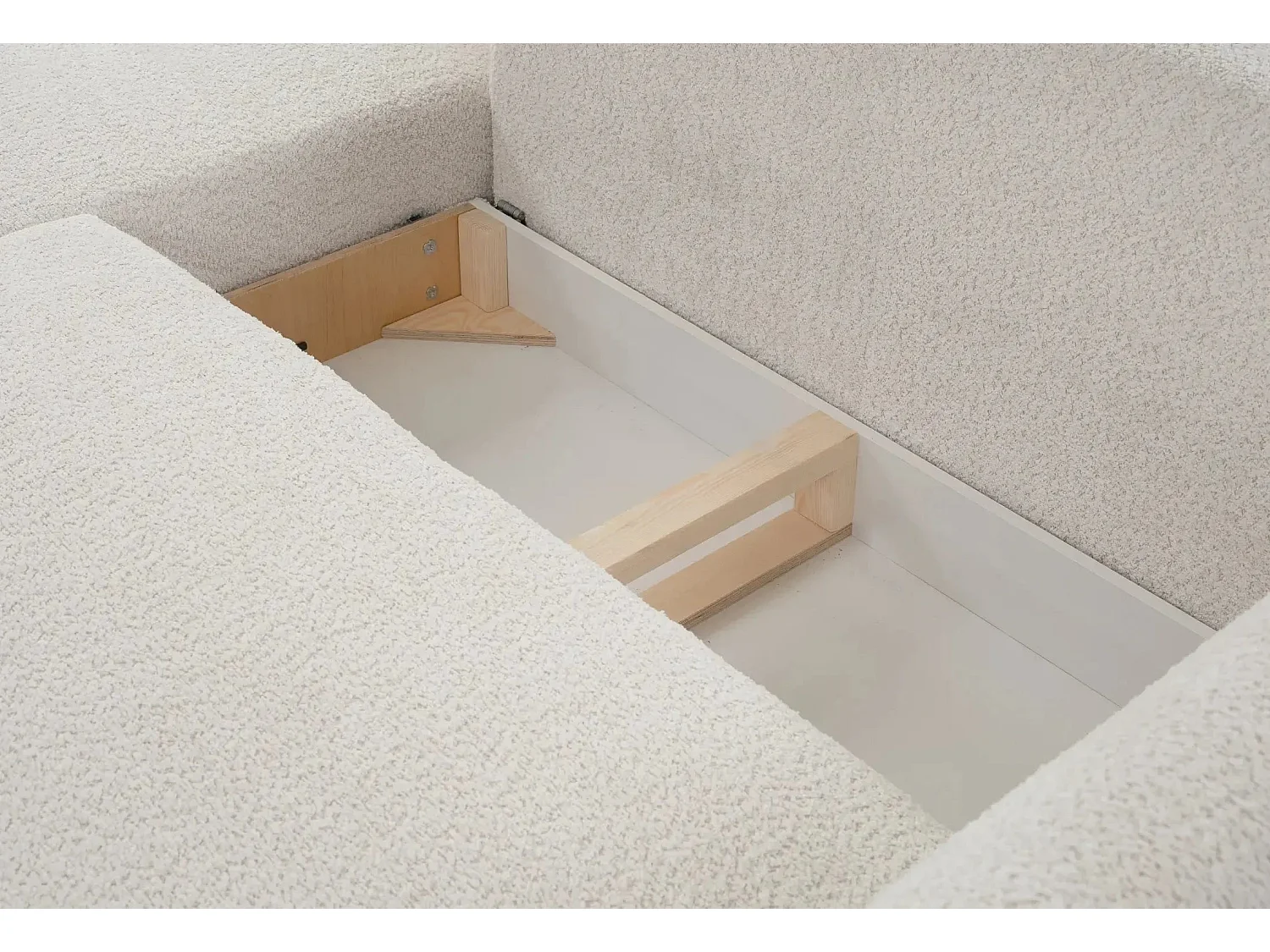 ALIX - Canapé d'angle convertible tissu bouclette 4 places - Beige