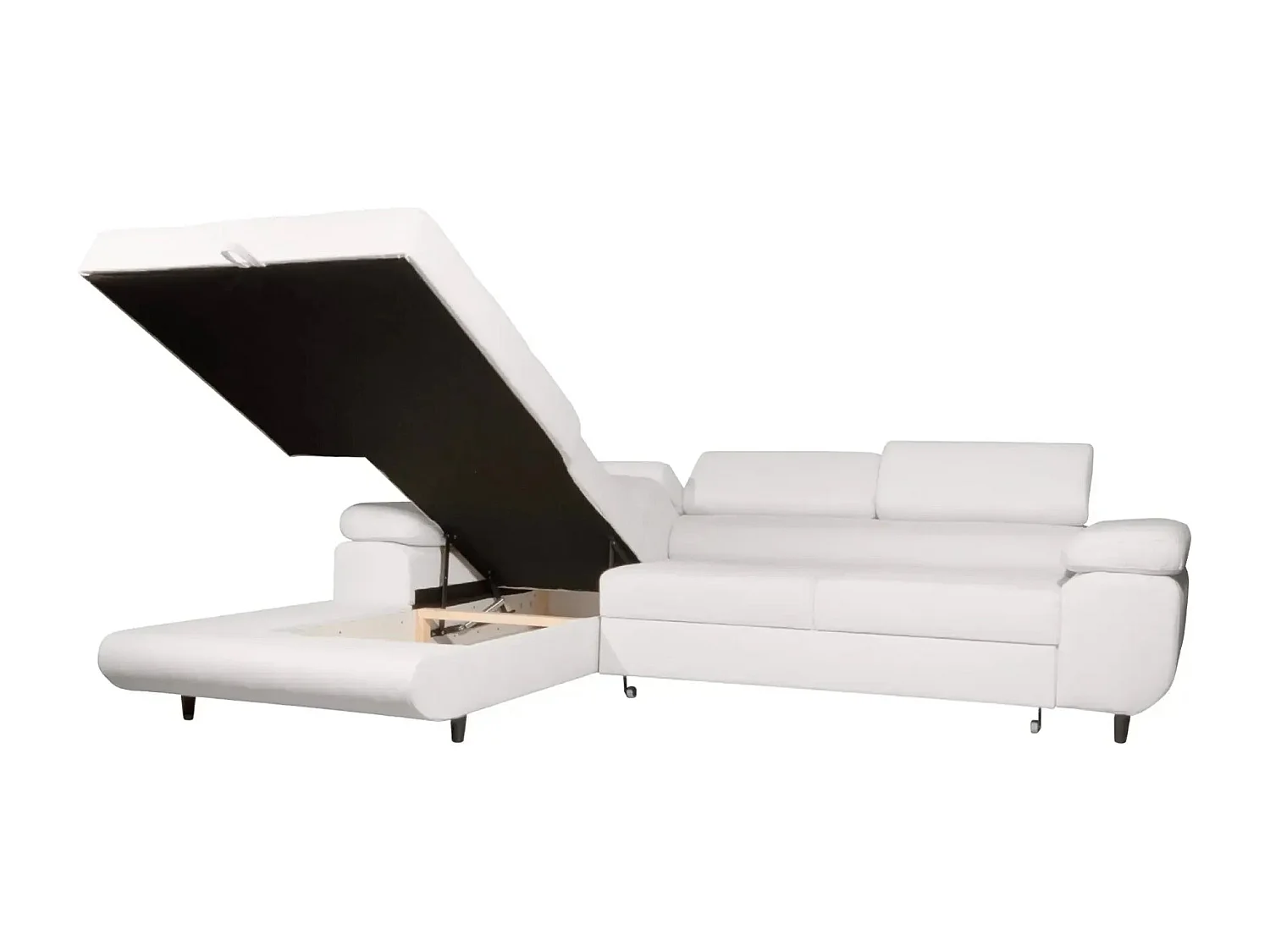 CHARLIE - Canapé d'angle convertible tissu chiné 4 places - Beige - Droit