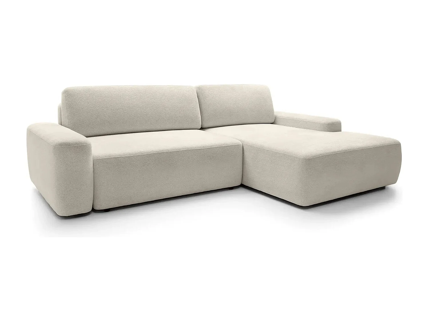 IVY - Canapé d'angle convertible tissu chiné 4 places - Beige - Droit