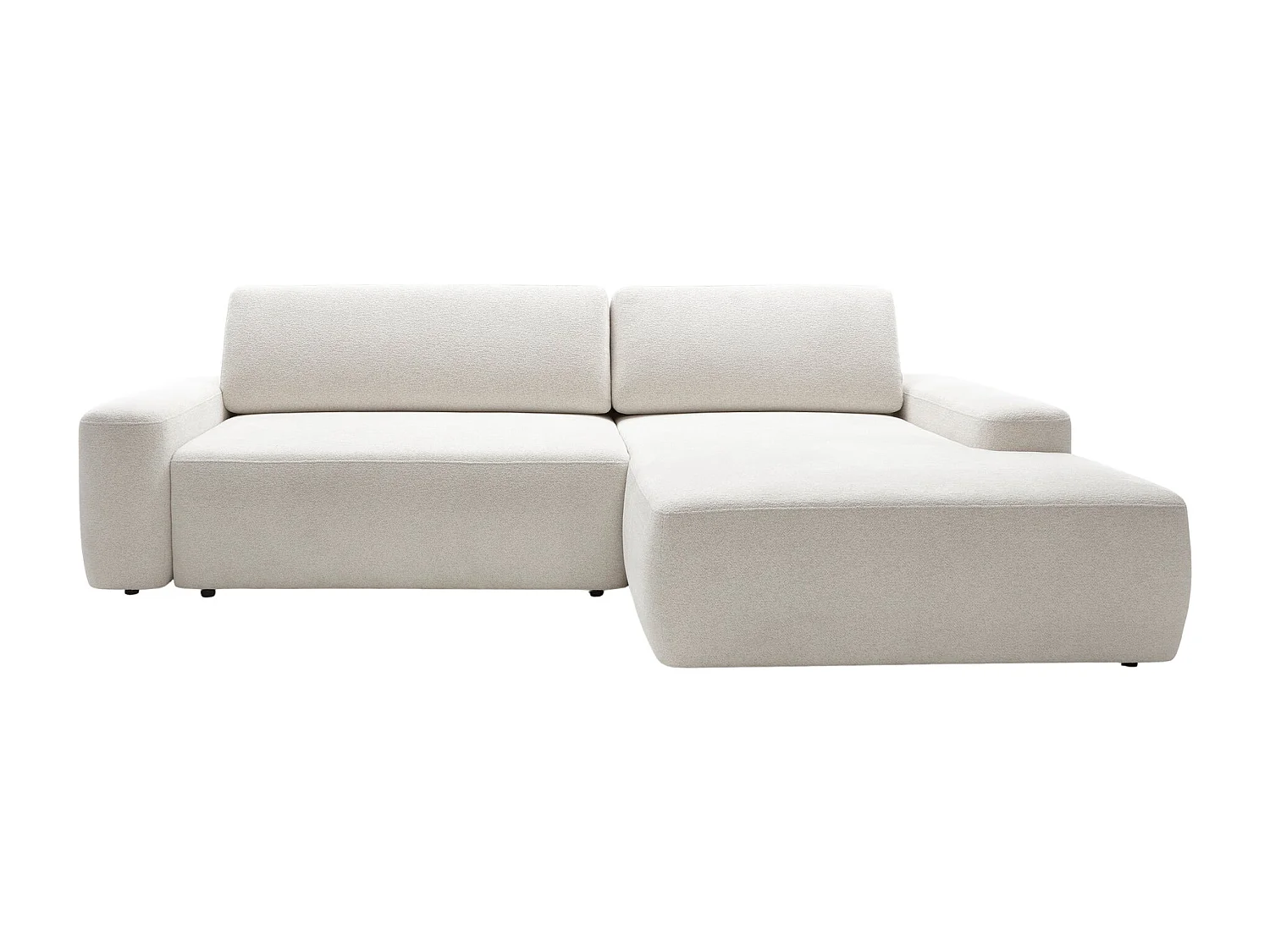 IVY - Canapé d'angle convertible tissu chiné 4 places - Beige - Droit