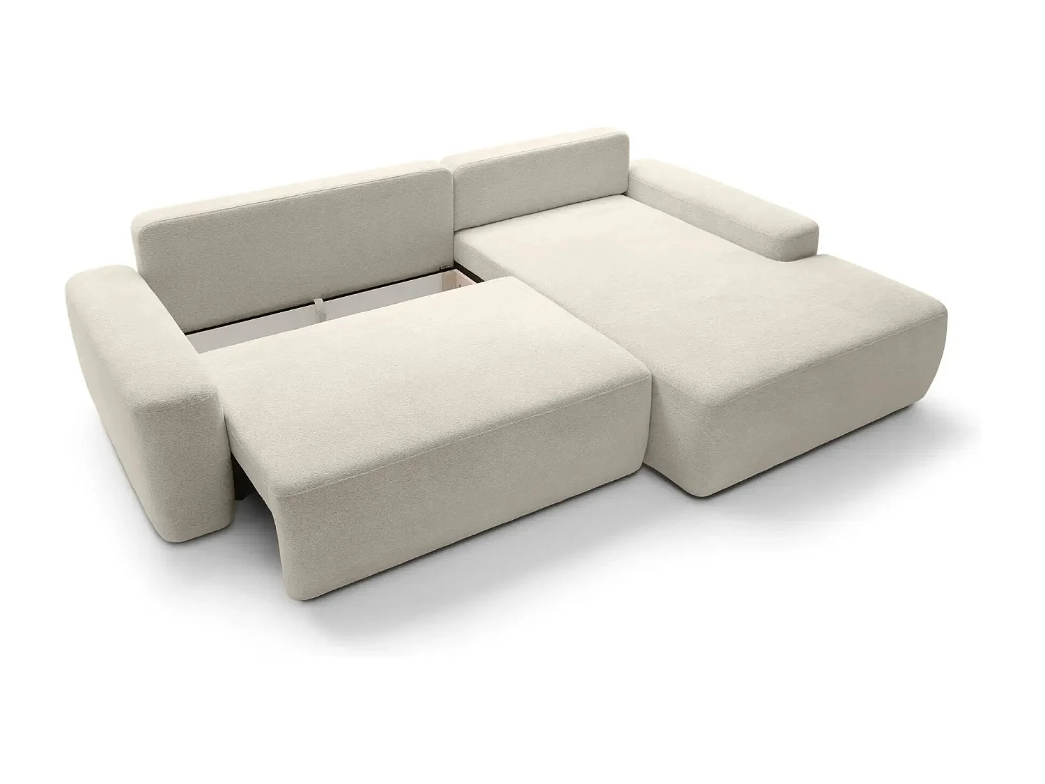 IVY - Canapé d'angle convertible tissu chiné 4 places - Beige - Droit