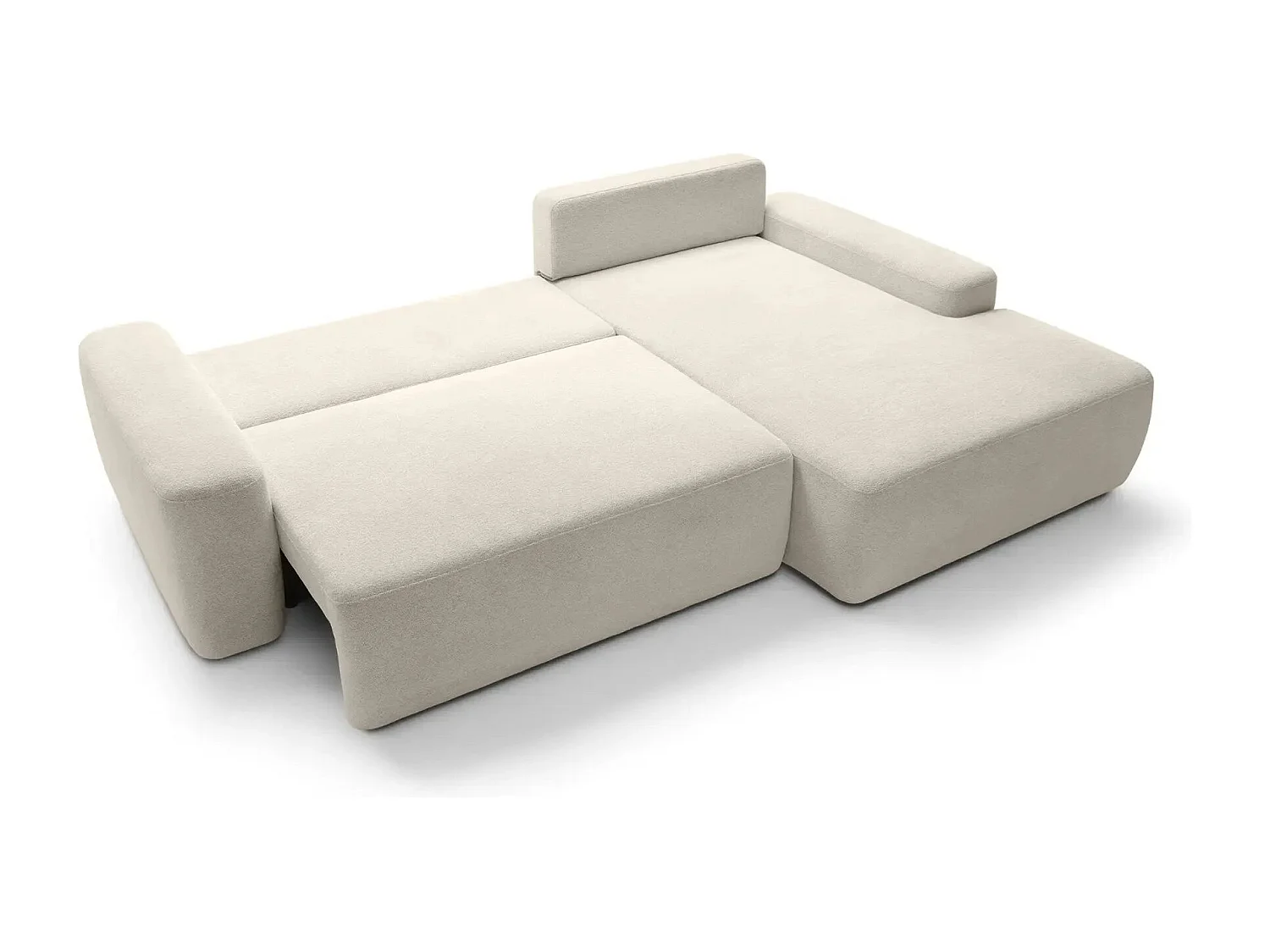 IVY - Canapé d'angle convertible tissu chiné 4 places - Beige - Droit