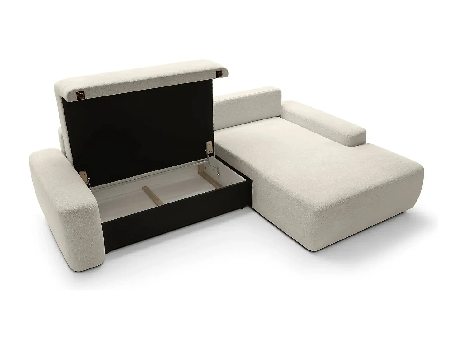 IVY - Canapé d'angle convertible tissu chiné 4 places - Beige - Droit