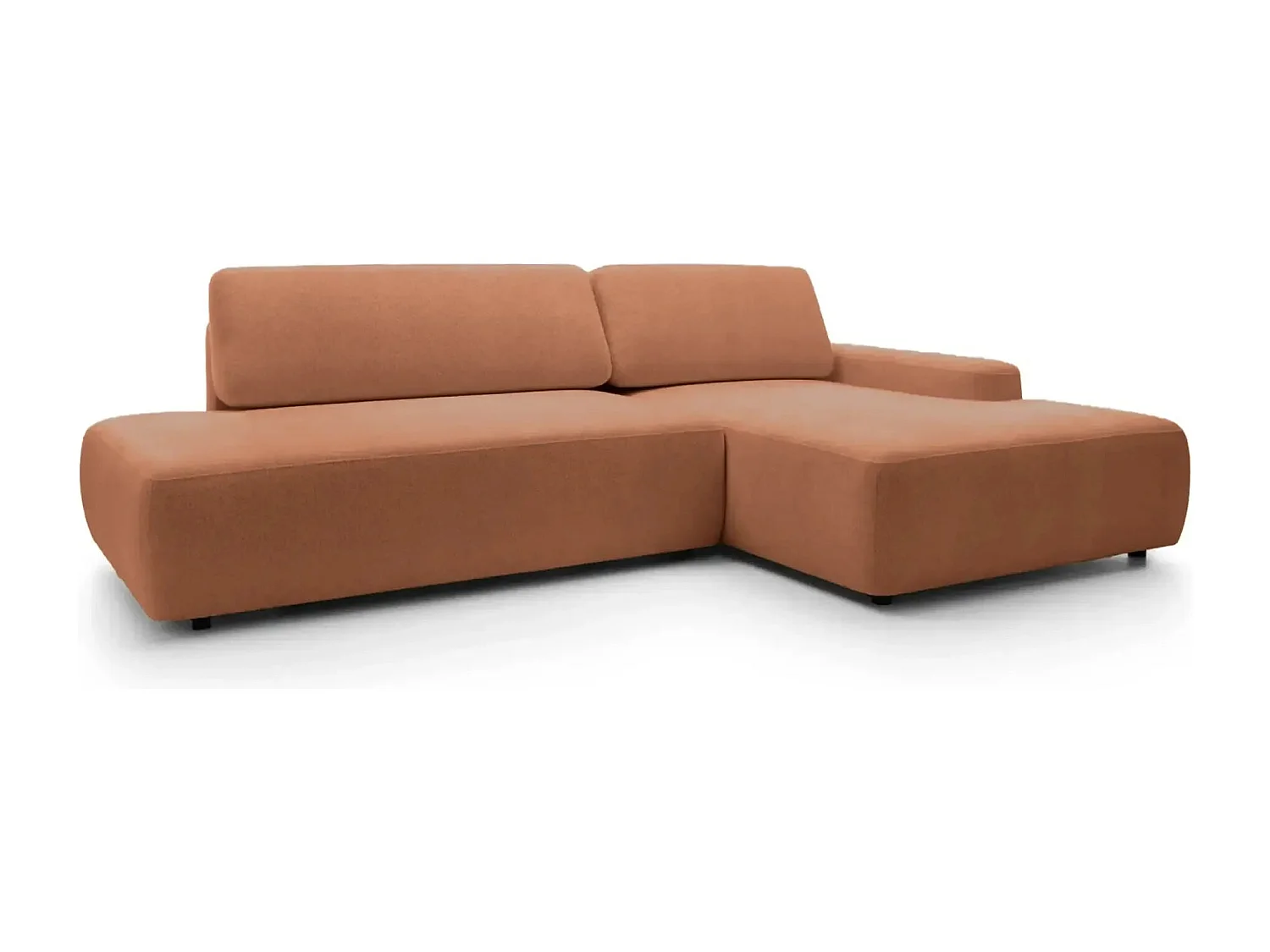 IVY O - Canapé d'angle convertible coffre tissu chiné 3 places - Terracotta -Gauche