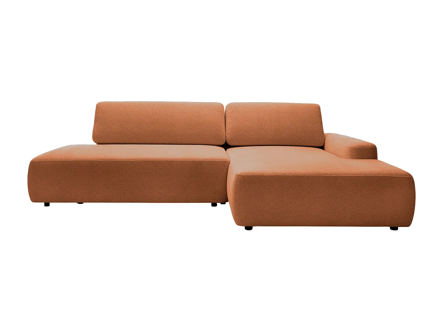 IVY O - Canapé d'angle convertible coffre tissu chiné 3 places - Terracotta -Gauche