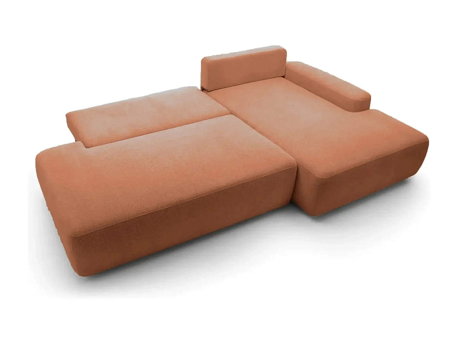 IVY O - Canapé d'angle convertible coffre tissu chiné 3 places - Terracotta -Gauche