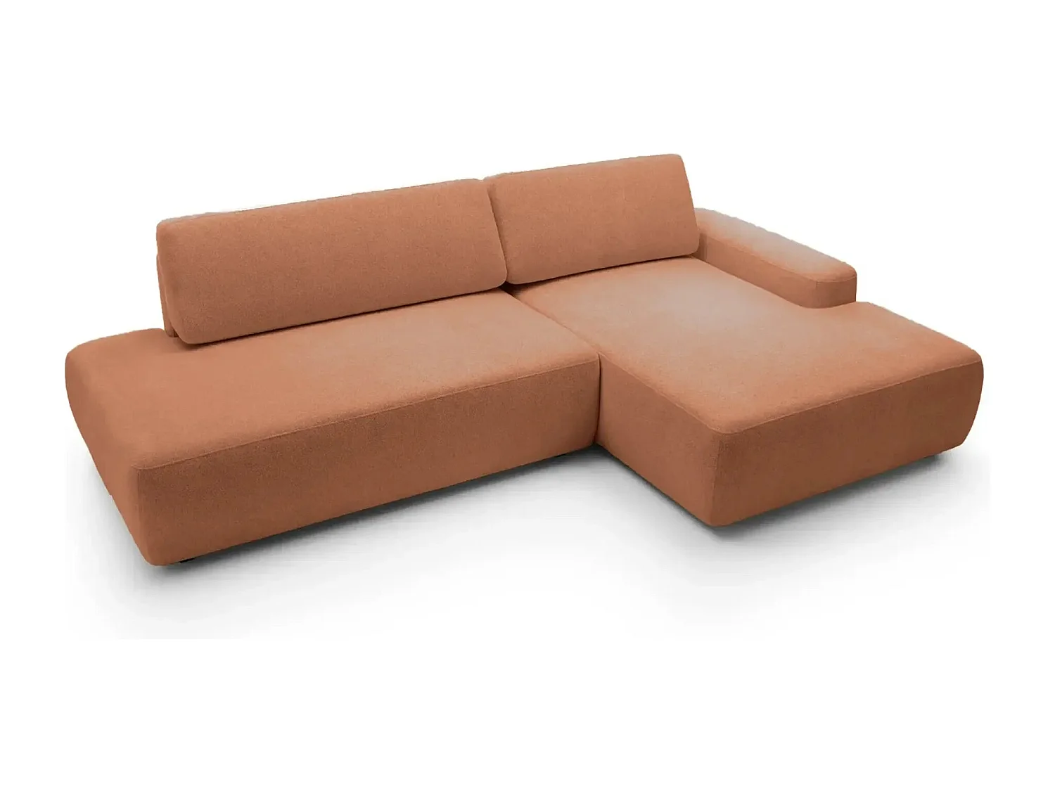 IVY O - Canapé d'angle convertible coffre tissu chiné 3 places - Terracotta -Gauche