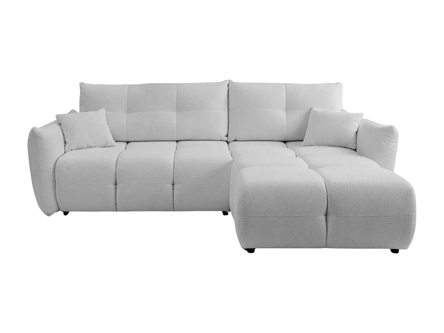 JUNE - Canapé d'angle convertible tissu bouclette 3 places - Gris clair