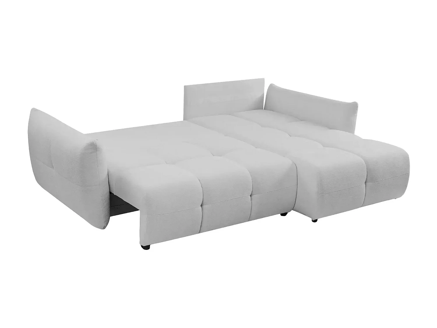 JUNE - Canapé d'angle convertible tissu bouclette 3 places - Gris clair