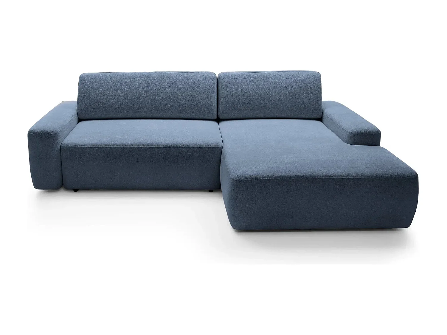 IVY - Canapé d'angle convertible tissu chiné 4 places - Bleu - Droit