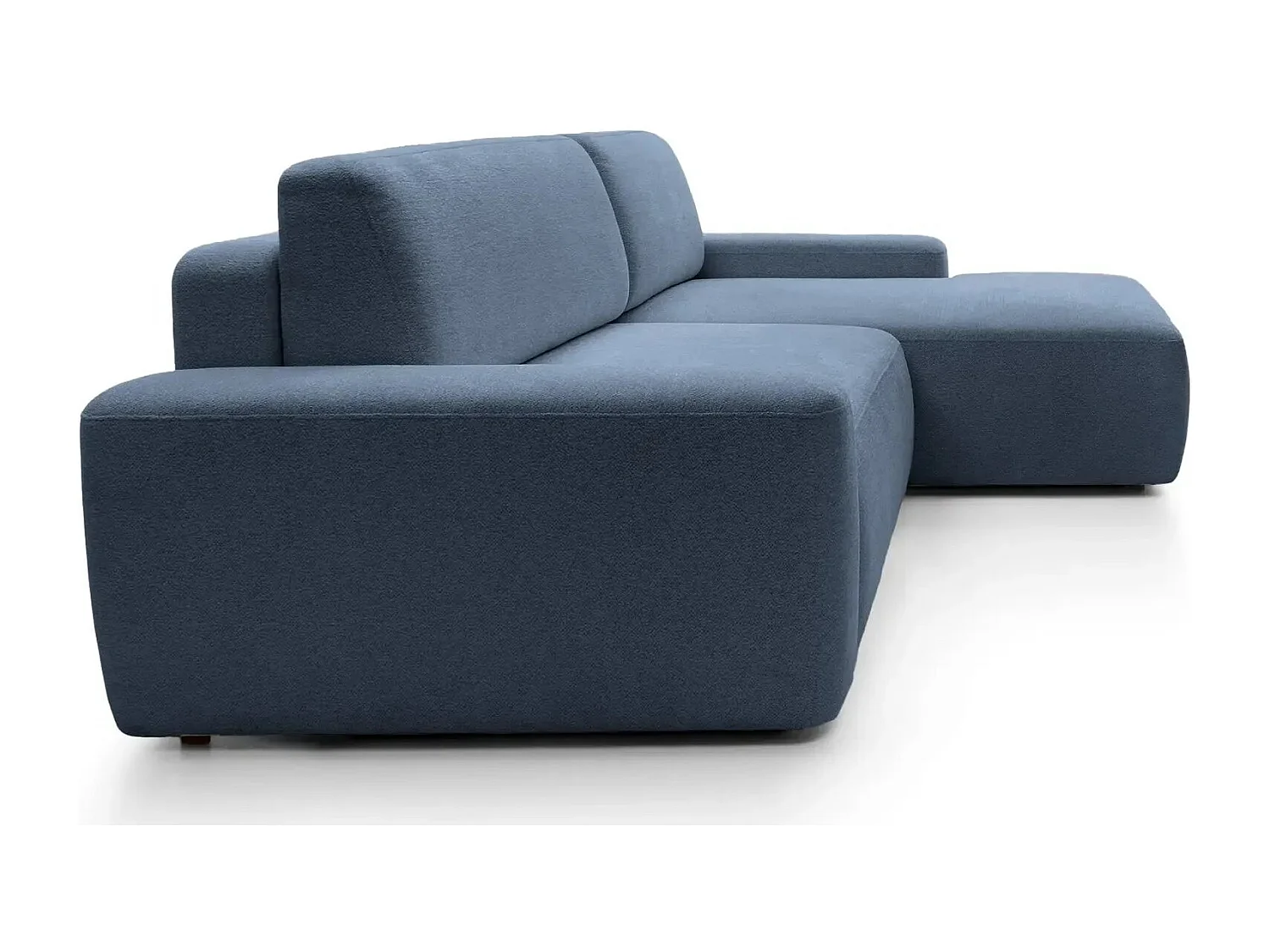 IVY - Canapé d'angle convertible tissu chiné 4 places - Bleu - Droit