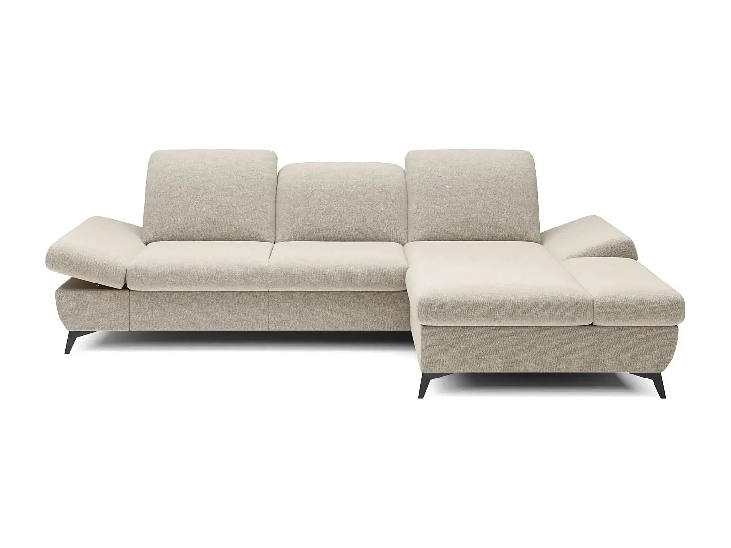 LIVIA - Canapé d'angle convertible tissu chiné 4 places - Beige - Droit