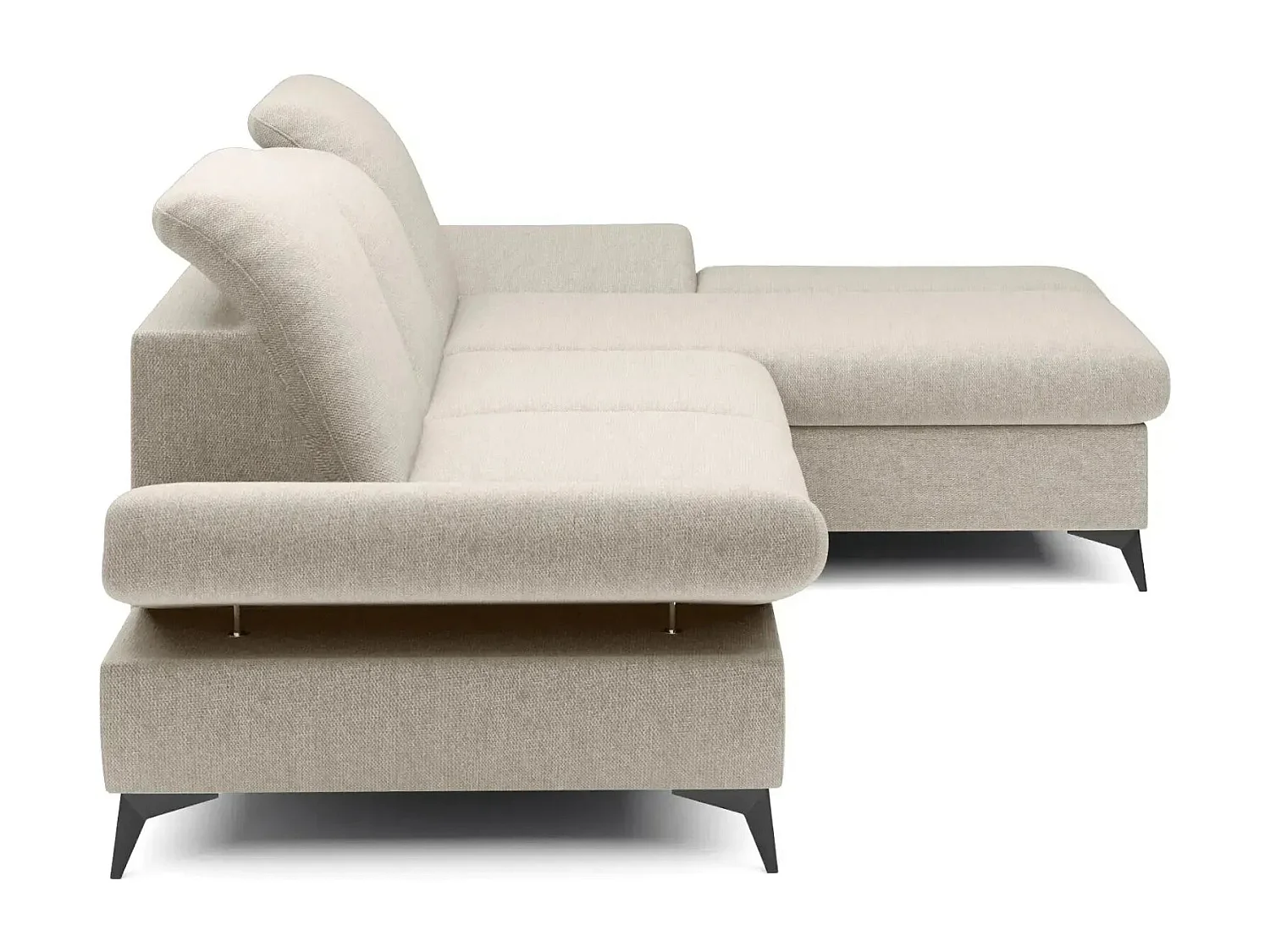 LIVIA - Canapé d'angle convertible tissu chiné 4 places - Beige - Droit