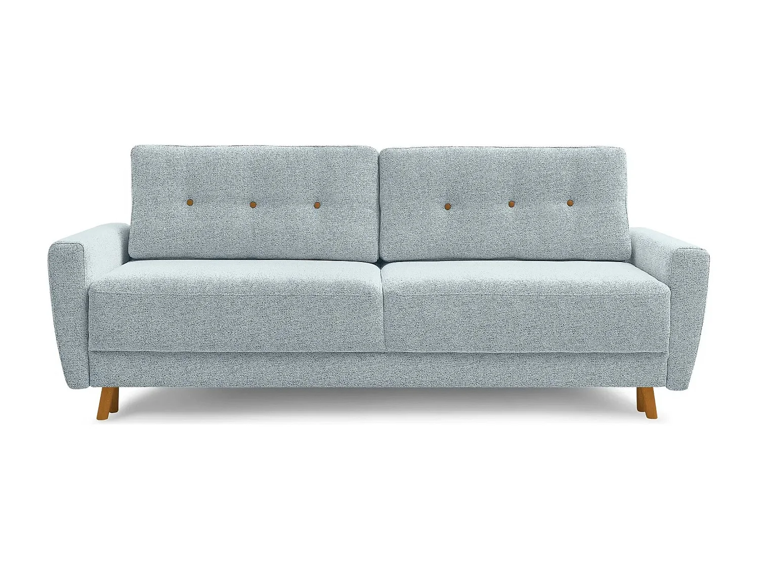 GASPARD - Canapé droit convertible tissu bouclette 3 places - Bleu