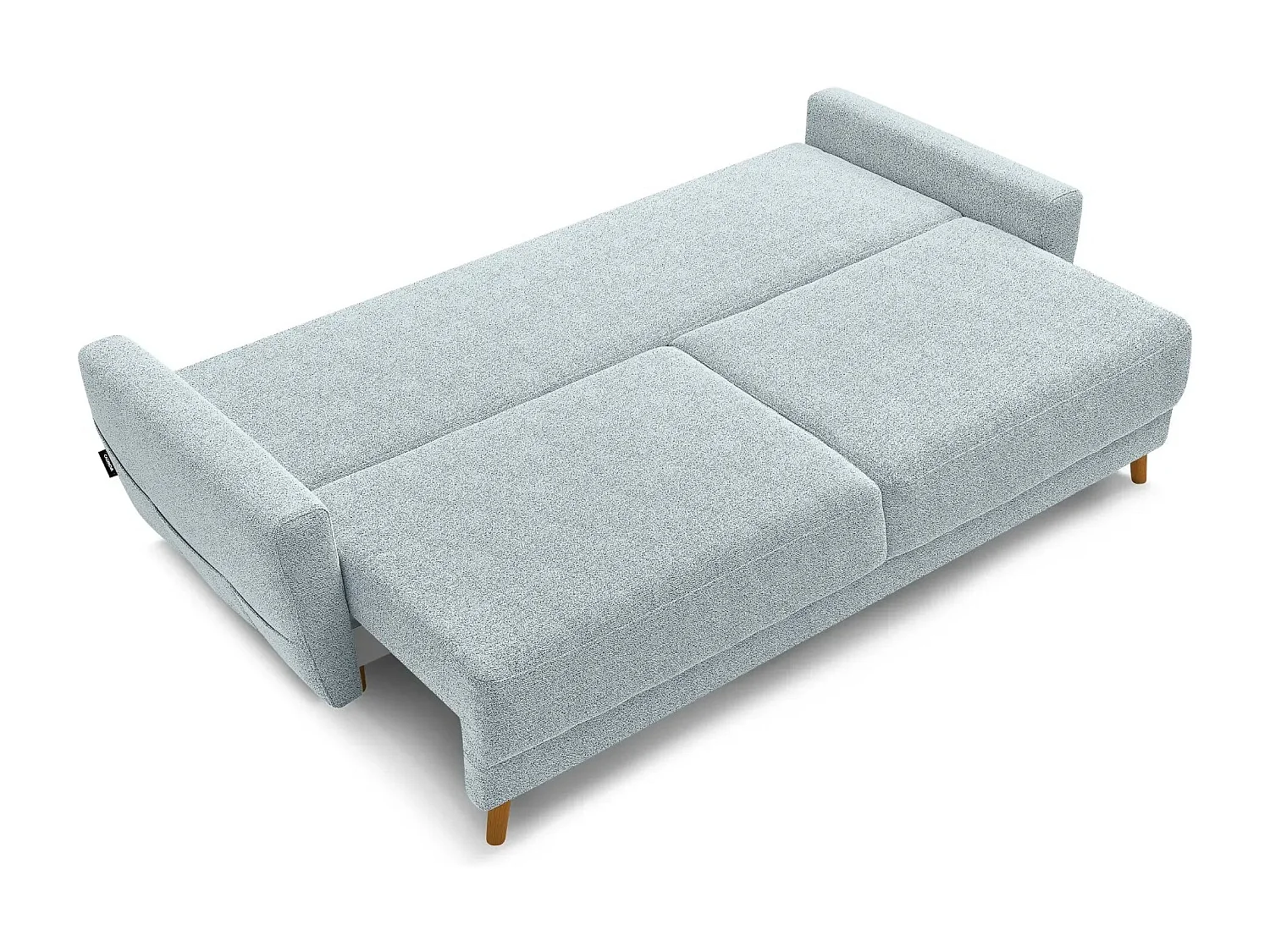 GASPARD - Canapé droit convertible tissu bouclette 3 places - Bleu