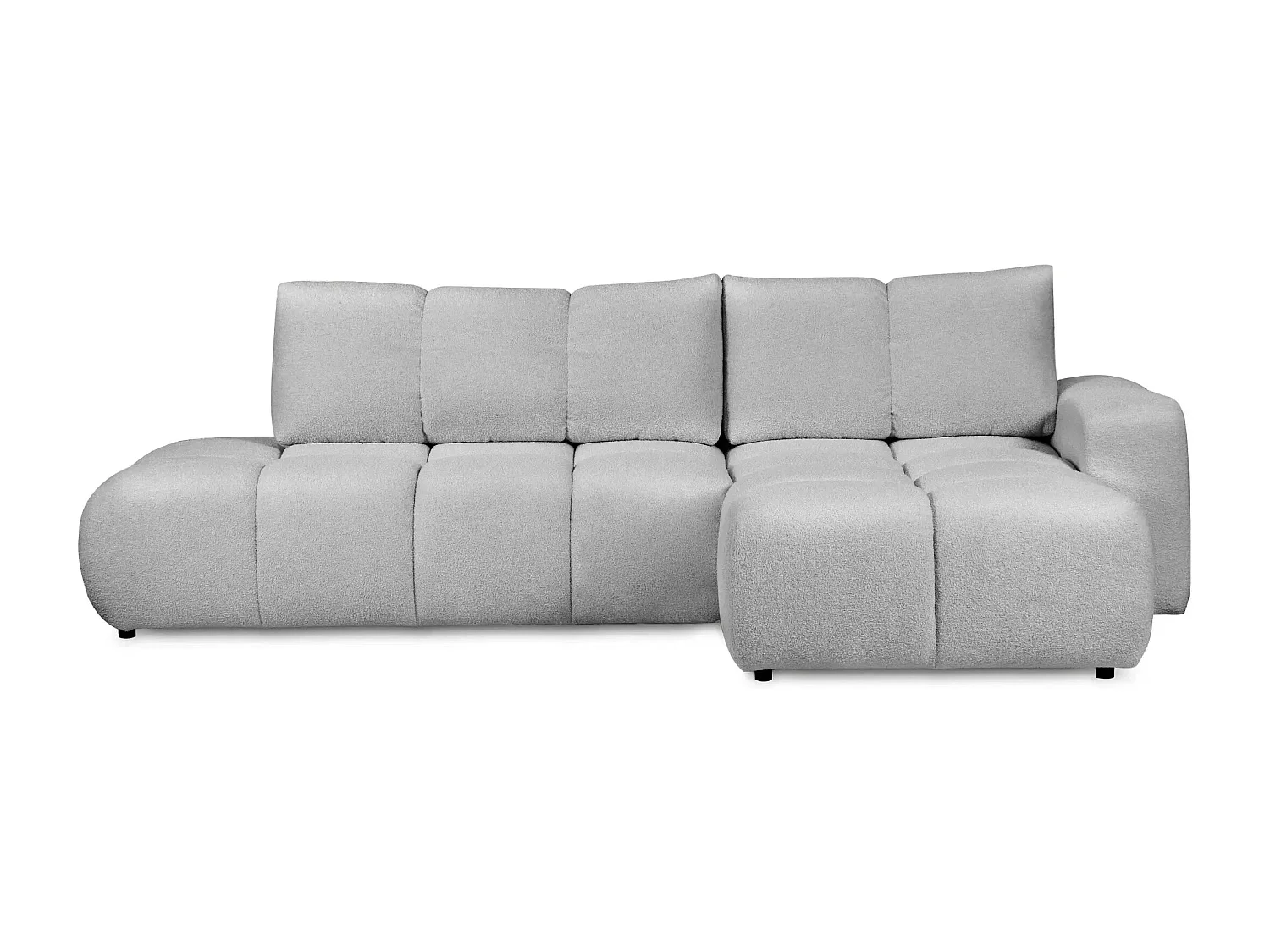 CONSTANCE - Canapé d'angle convertible tissu bouclette 4 places - Gris clair - Gauche