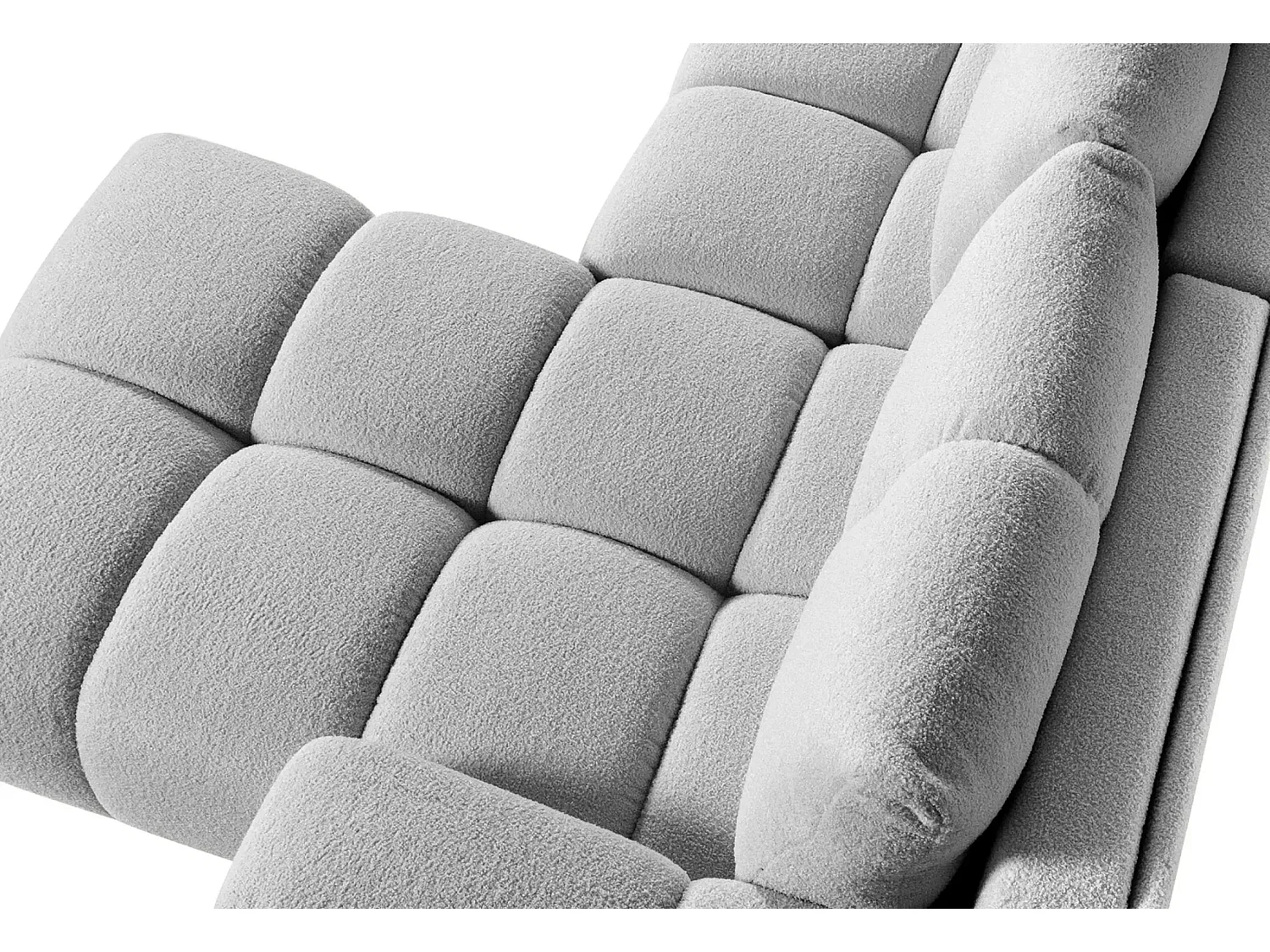 CONSTANCE - Canapé d'angle convertible tissu bouclette 4 places - Gris clair - Gauche