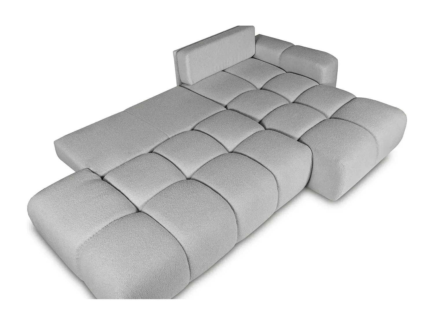 CONSTANCE - Canapé d'angle convertible tissu bouclette 4 places - Gris clair - Gauche