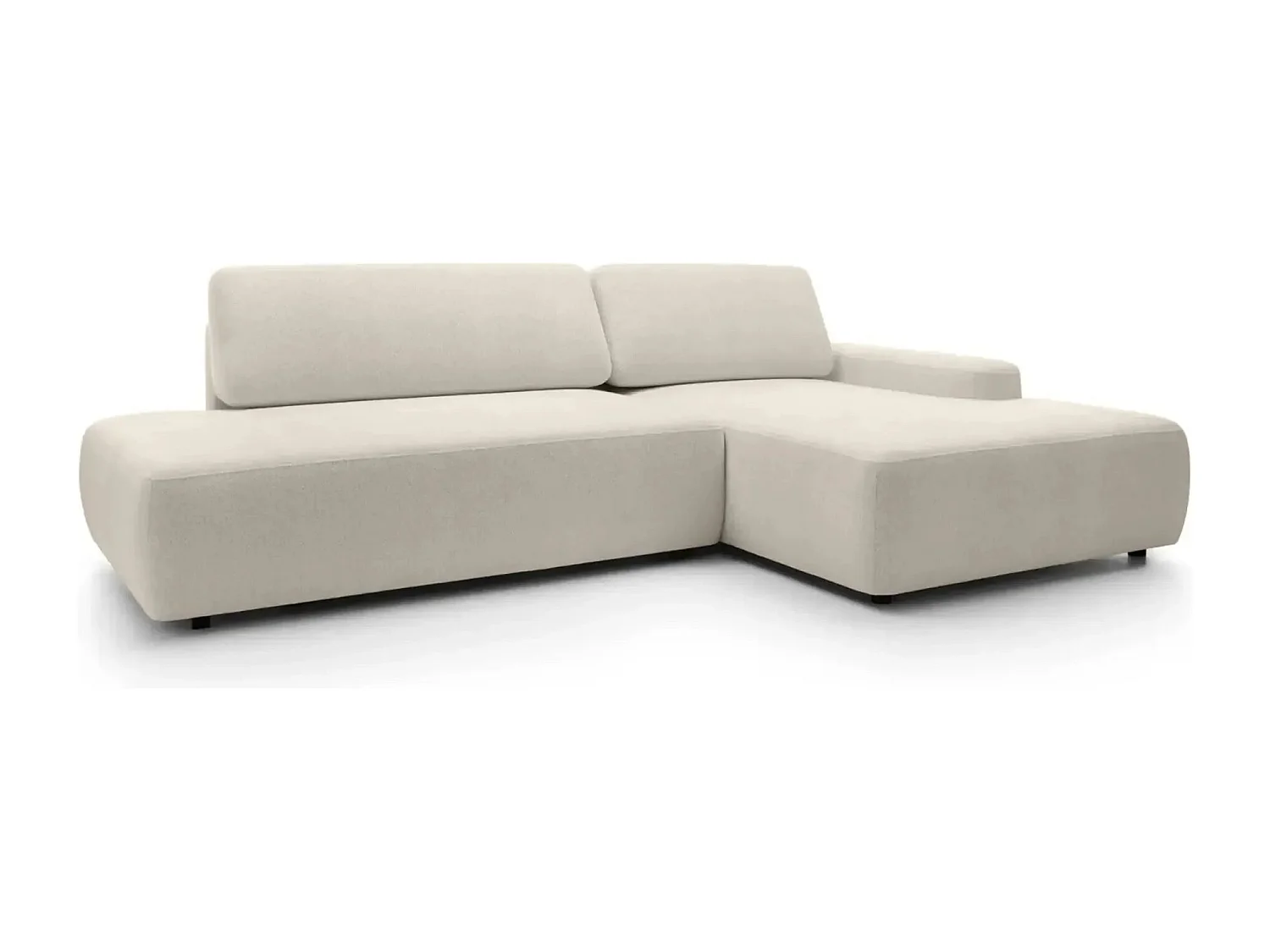 IVY O - Canapé d'angle convertible coffre tissu chiné 3 places - Beige - Droit