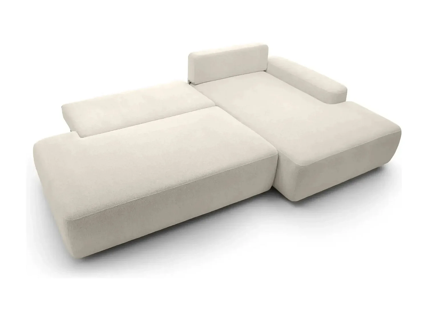 IVY O - Canapé d'angle convertible coffre tissu chiné 3 places - Beige - Droit