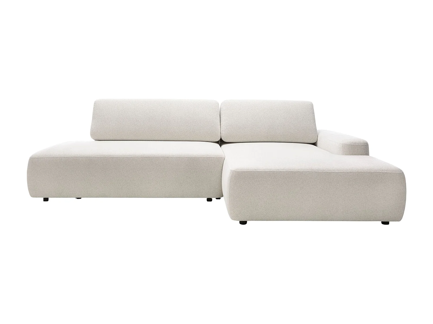 IVY O - Canapé d'angle convertible coffre tissu chiné 3 places - Beige - Droit
