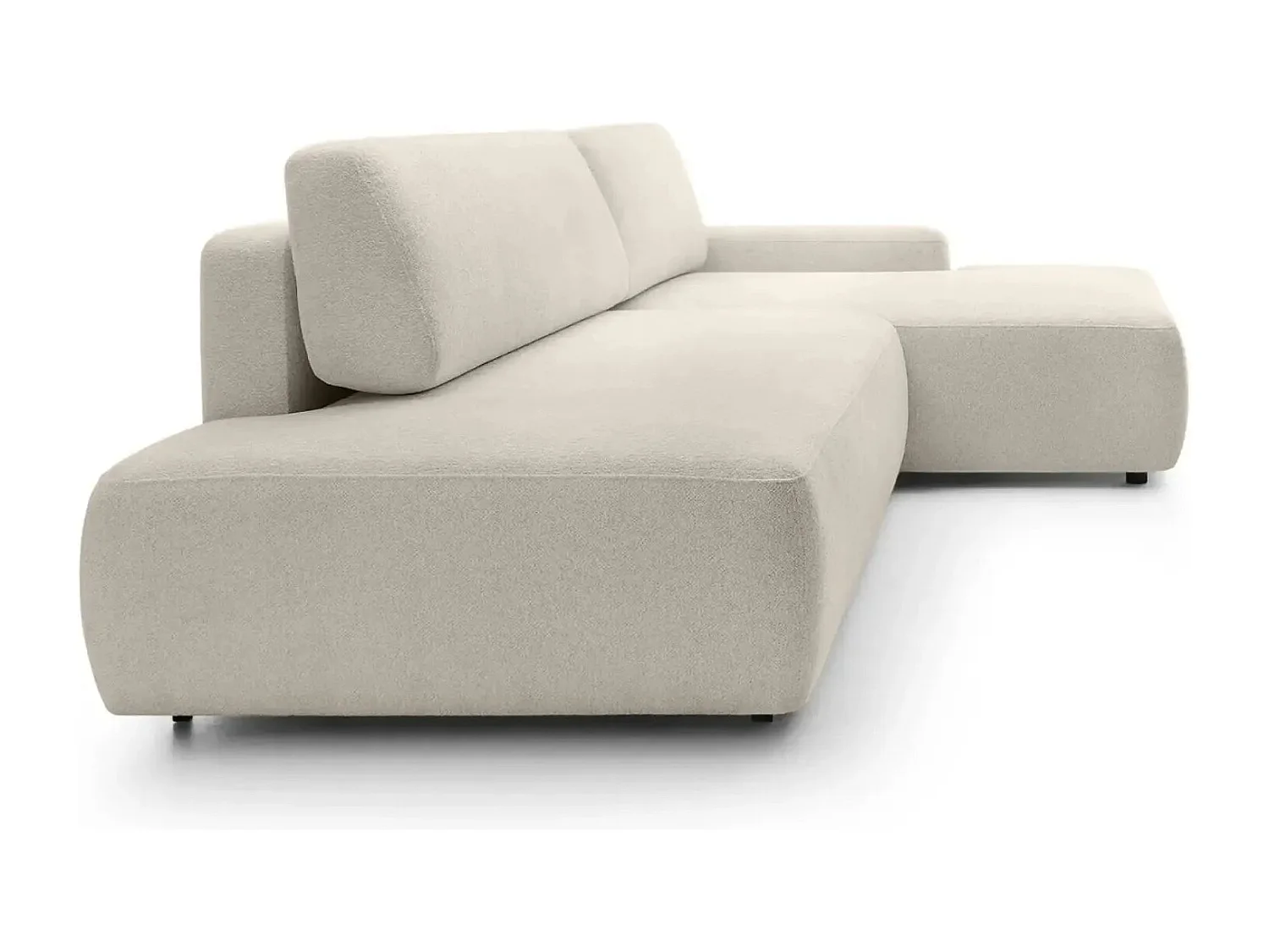 IVY O - Canapé d'angle convertible coffre tissu chiné 3 places - Beige - Droit