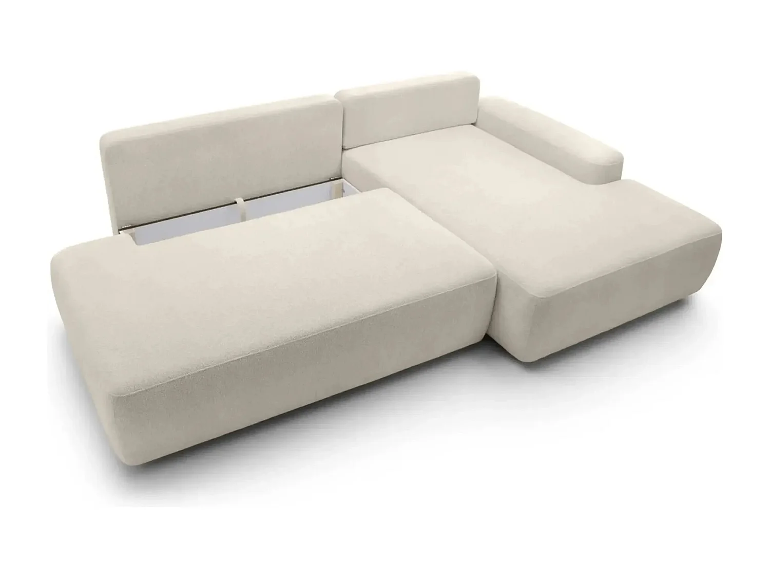 IVY O - Canapé d'angle convertible coffre tissu chiné 3 places - Beige - Droit