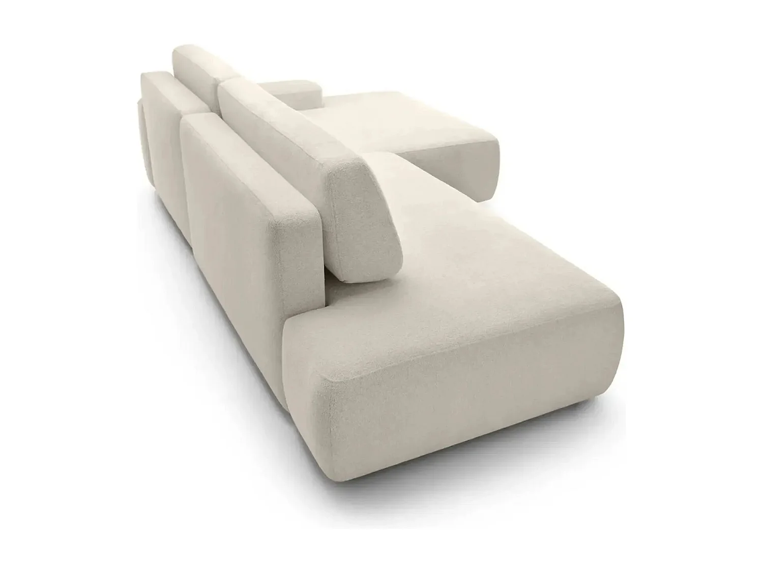 IVY O - Canapé d'angle convertible coffre tissu chiné 3 places - Beige - Droit