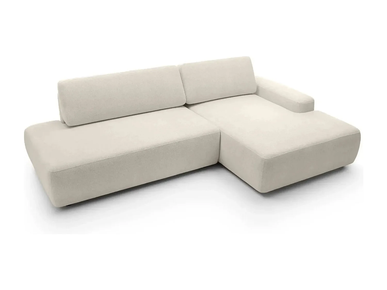 IVY O - Canapé d'angle convertible coffre tissu chiné 3 places - Beige - Droit