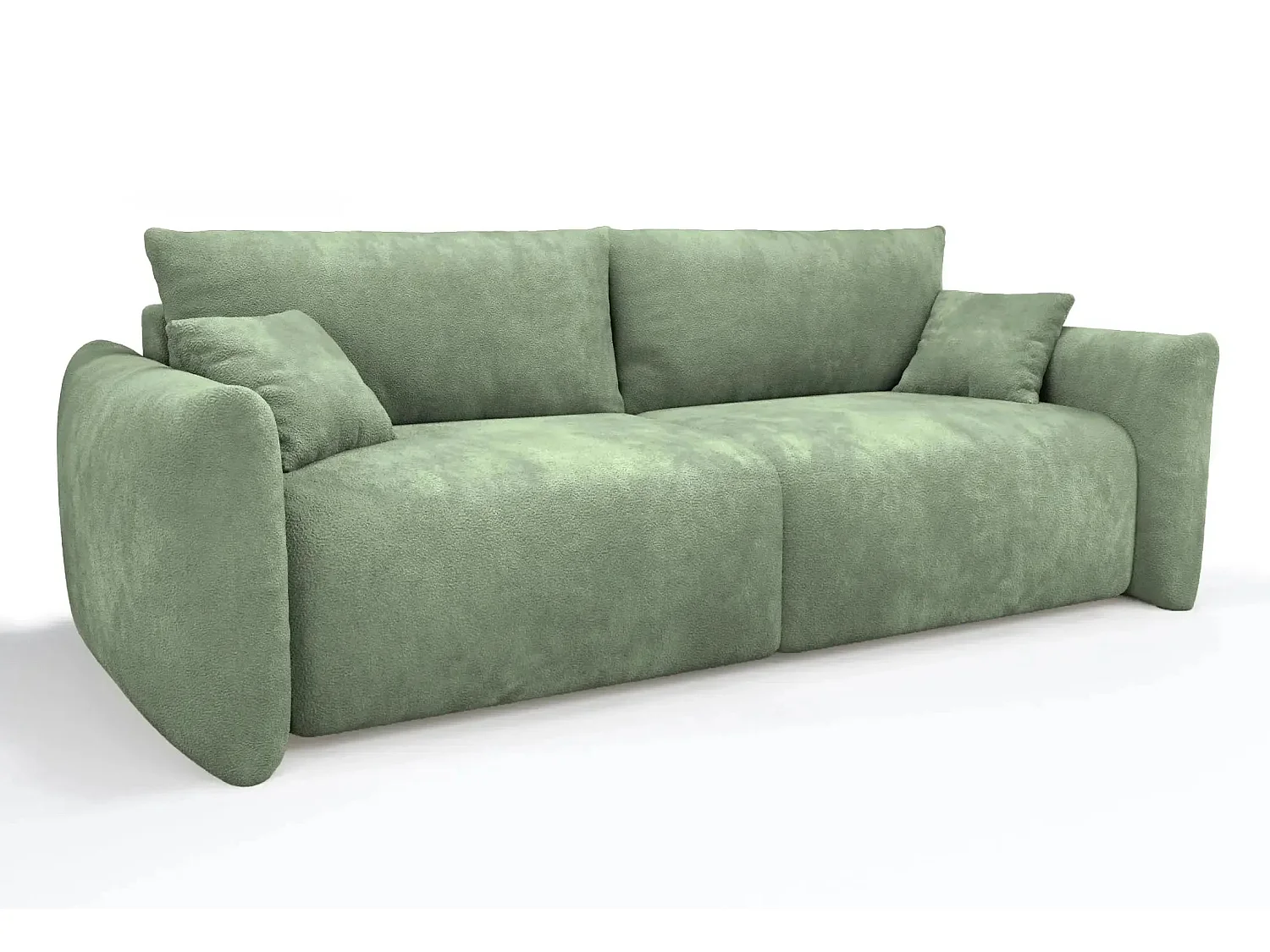 ELIO - Canapé convertible tissu bouclette 3 places - Vert