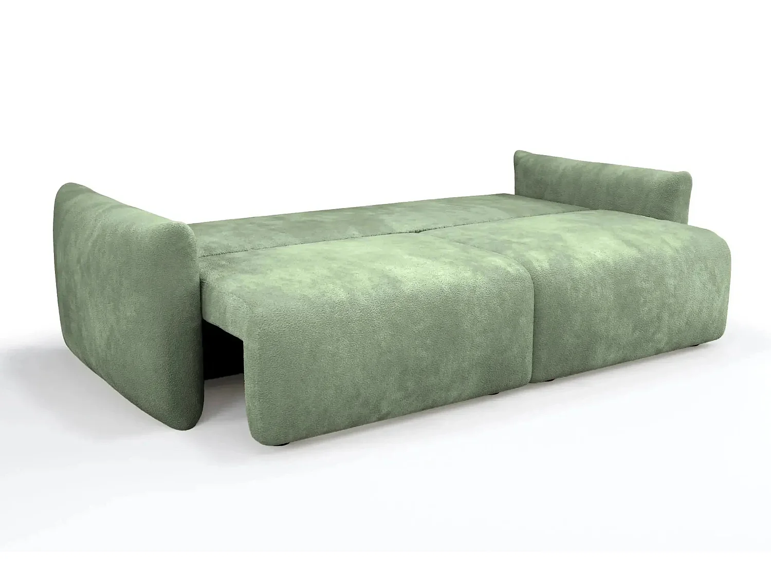 ELIO - Canapé convertible tissu bouclette 3 places - Vert