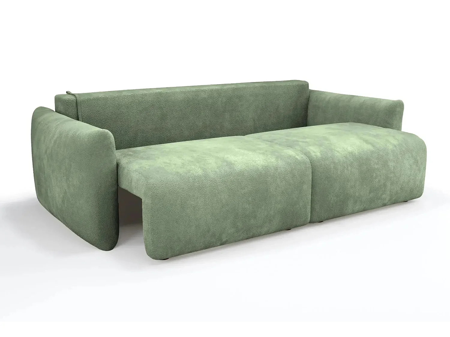 ELIO - Canapé convertible tissu bouclette 3 places - Vert