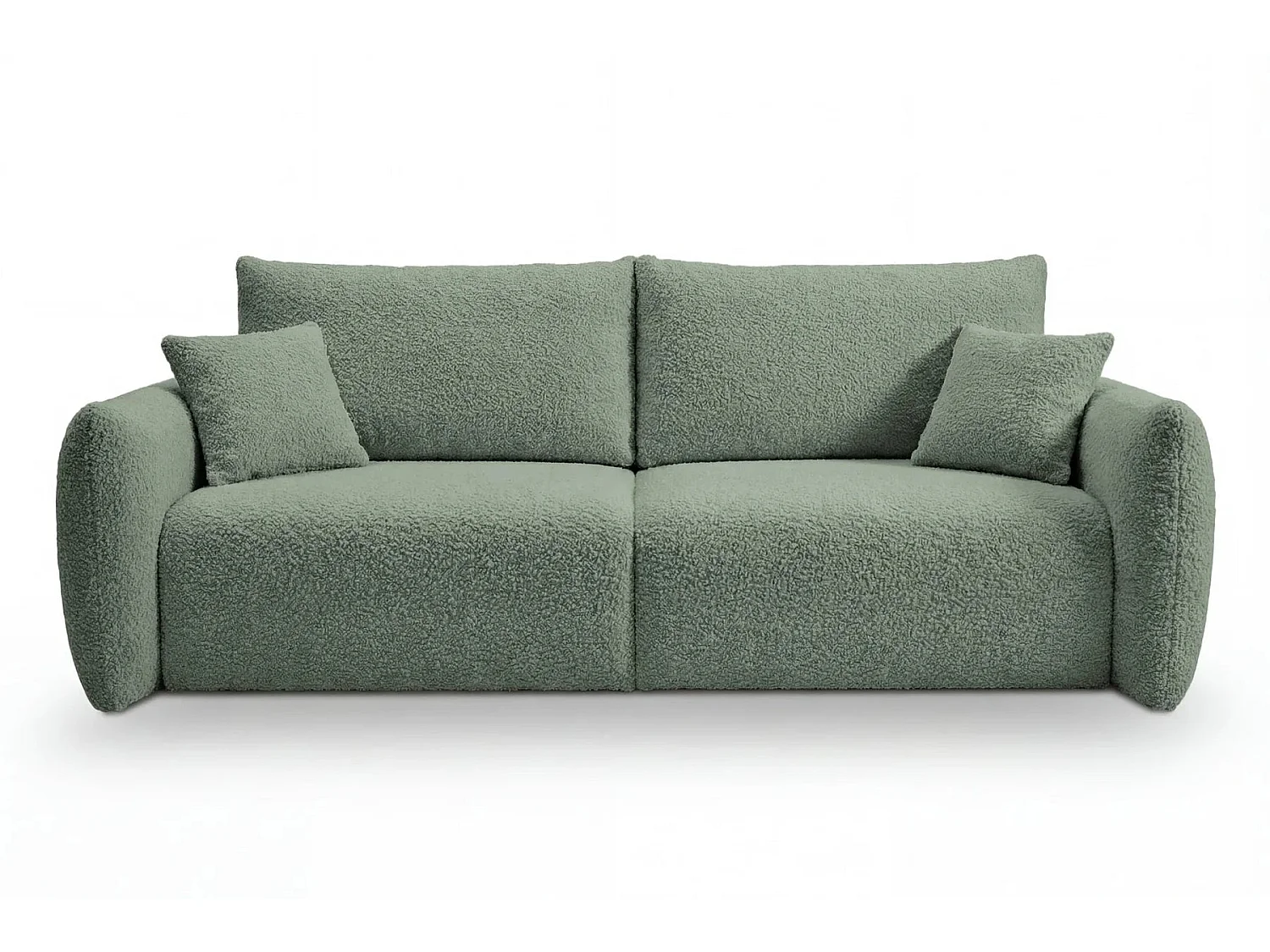 ELIO - Canapé convertible tissu bouclette 3 places - Vert