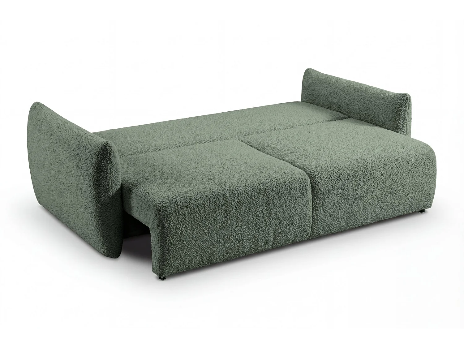 ELIO - Canapé convertible tissu bouclette 3 places - Vert