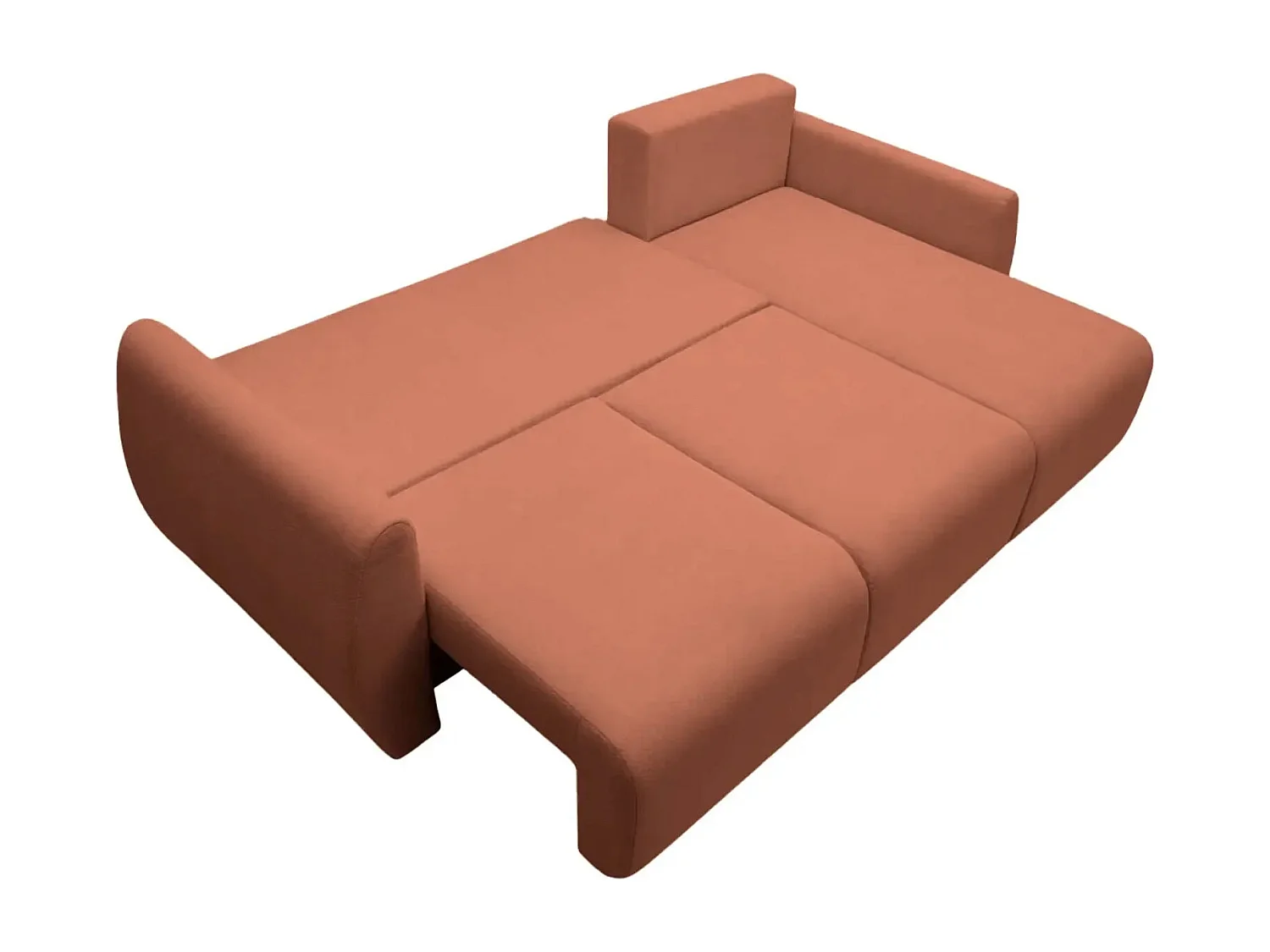 HERA - Canapé d'angle convertible tissu doux 3 places - Terracotta