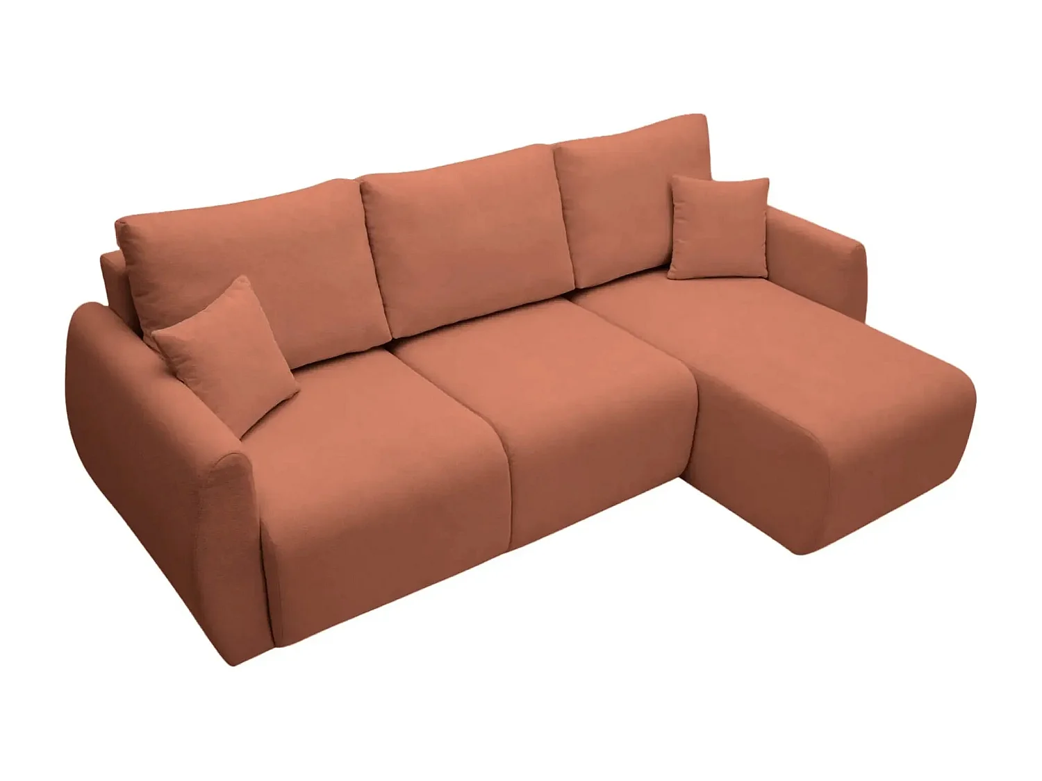 HERA - Canapé d'angle convertible tissu doux 3 places - Terracotta