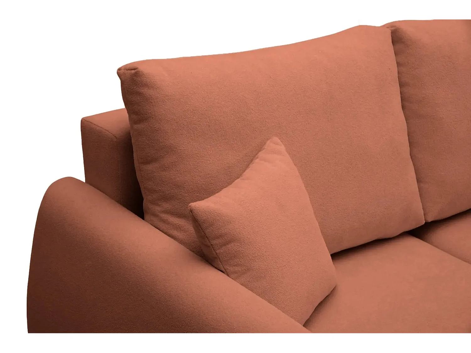 HERA - Canapé d'angle convertible tissu doux 3 places - Terracotta
