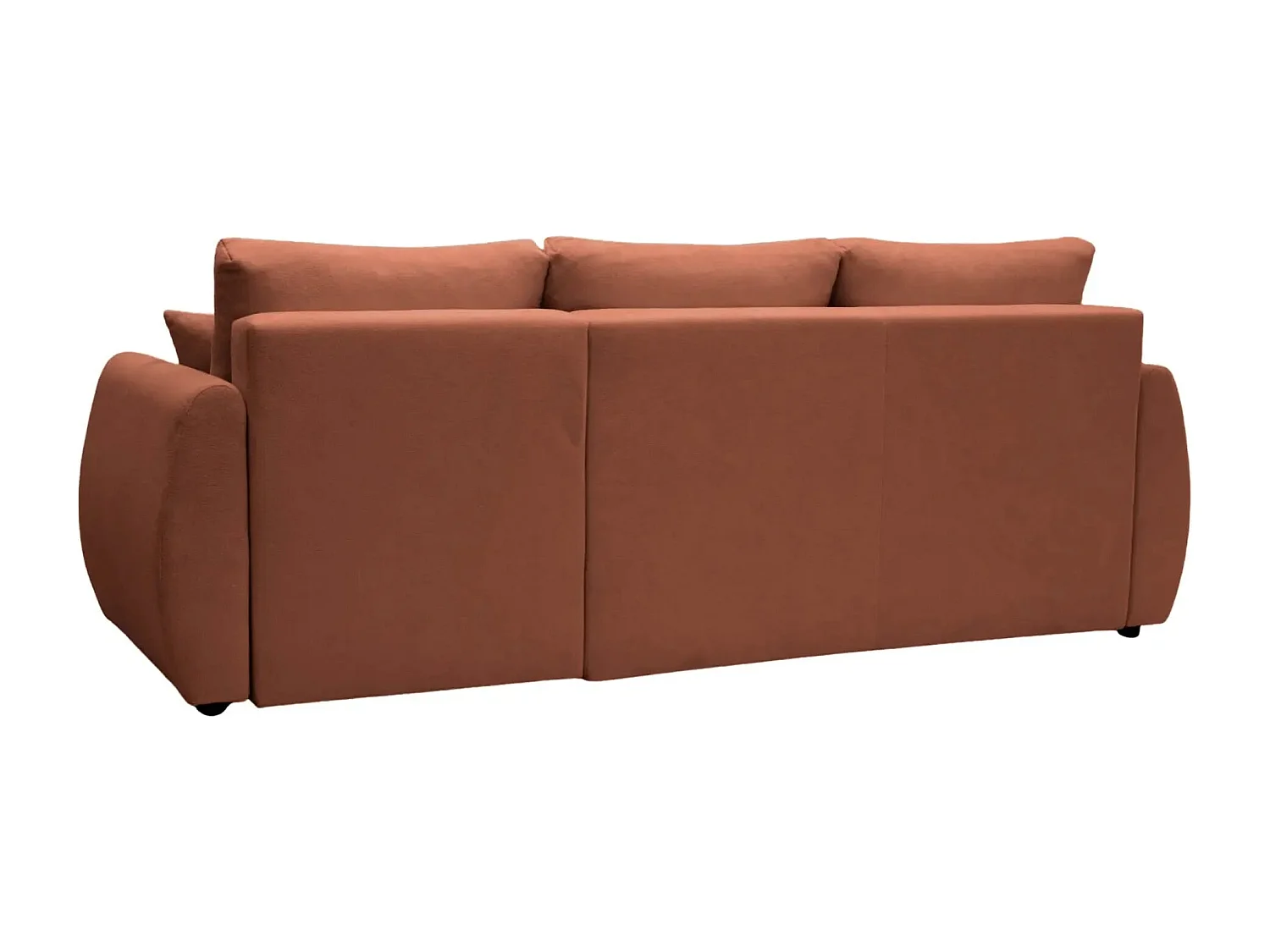 HERA - Canapé d'angle convertible tissu doux 3 places - Terracotta